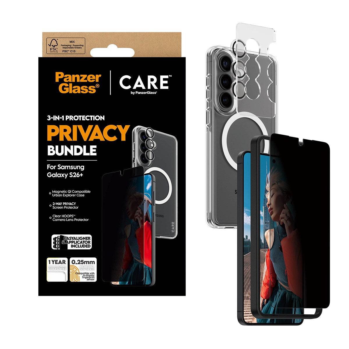 PanzerGlass® | CARE™ by PanzerGlass® Privacy 3-in-1 Bundle Samsung Galaxy S26+